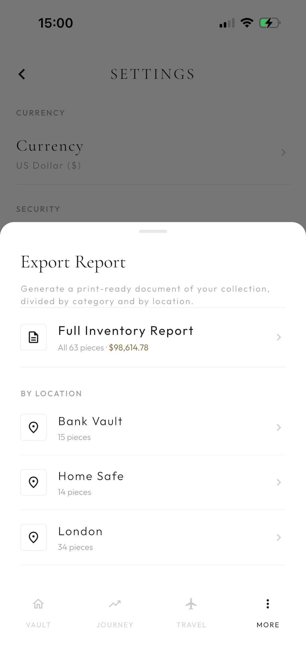 Export report